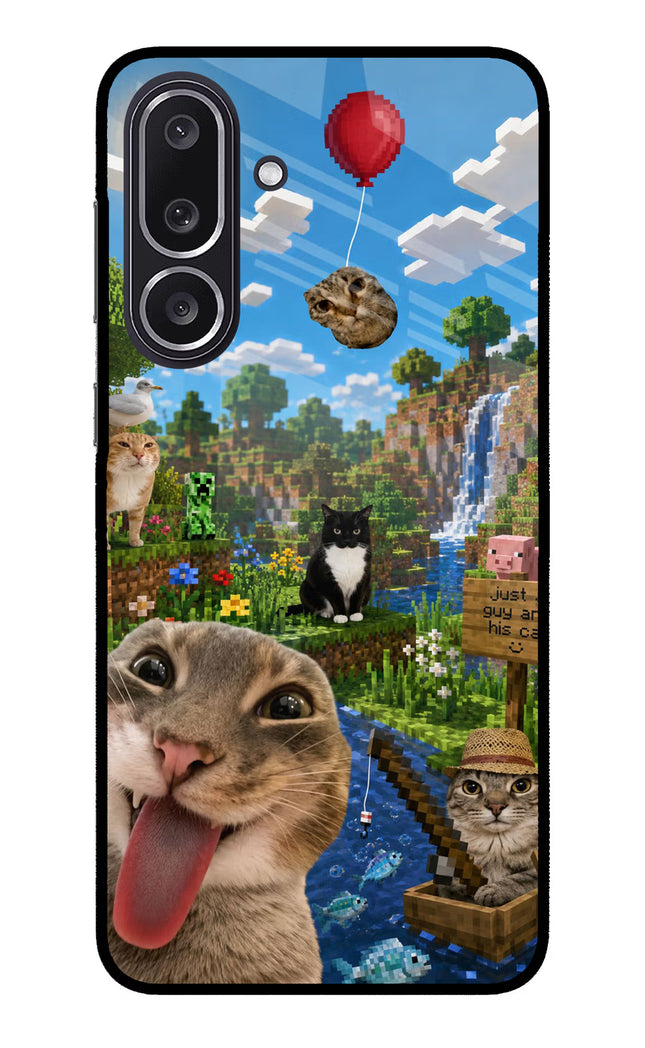 Minecraft Cat Chaos Samsung M36 5G Metal Case Back Cover by Casekaro