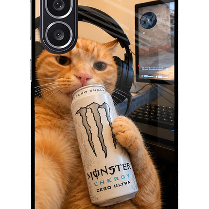 Gamer Cat Energy Samsung M36 5G Metal Case Back Cover by Casekaro