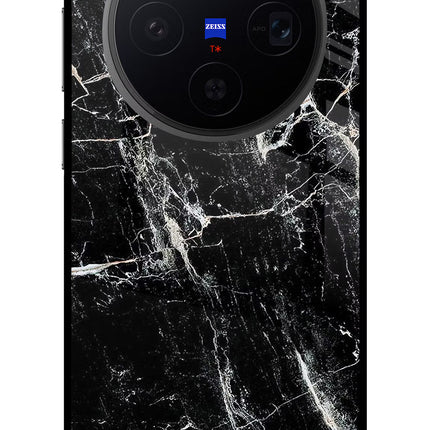 Black Marble Texture Vivo X300 Metal Case Back Cover by Casekaro