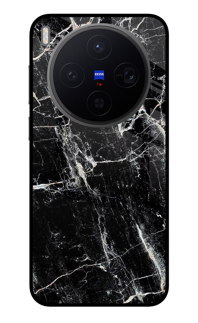 Black Marble Texture Vivo X300 Metal Case Back Cover by Casekaro