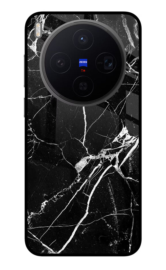 Black Marble Pattern Vivo X300 Metal Case Back Cover by Casekaro