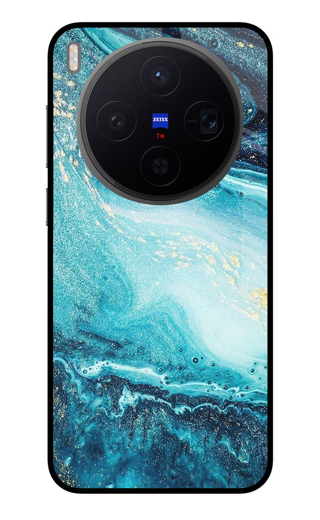 Blue Glitter Marble Vivo X300 Metal Case Back Cover by Casekaro