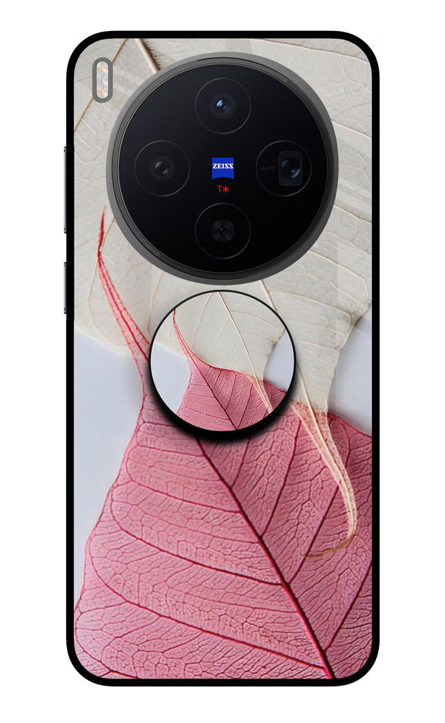 White Pink Leaf Vivo X300 Pop Case by Casekaro