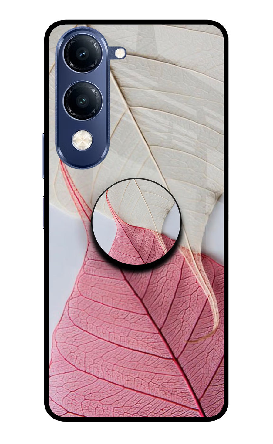 White Pink Leaf Vivo T4 Lite 5G Pop Case, Metal case