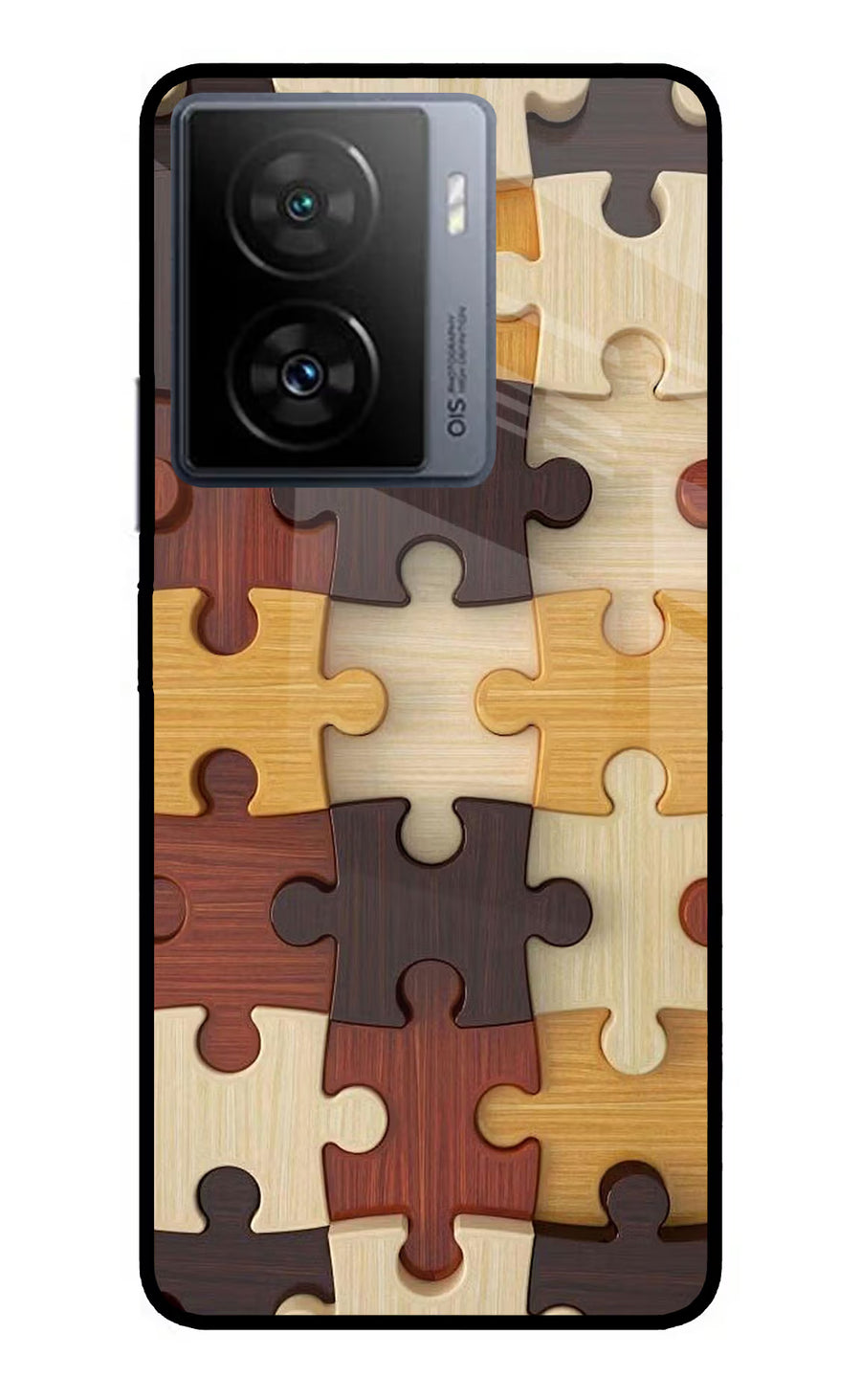 Wooden Puzzle iQOO Z7s 5G Back Cover, Metal case