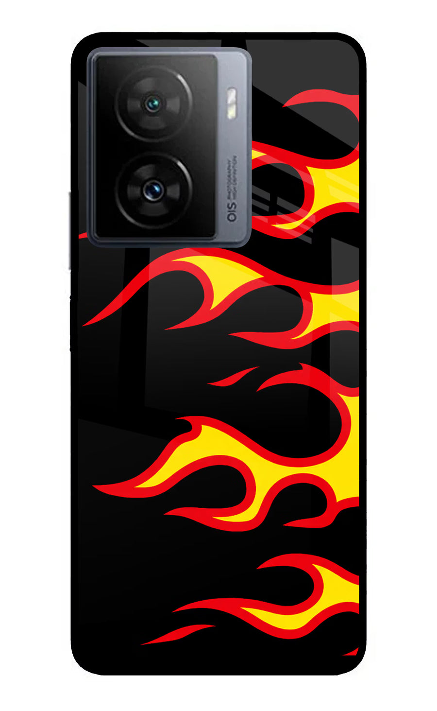 Side Sweep Flames iQOO Z7s 5G Back Cover, Metal case