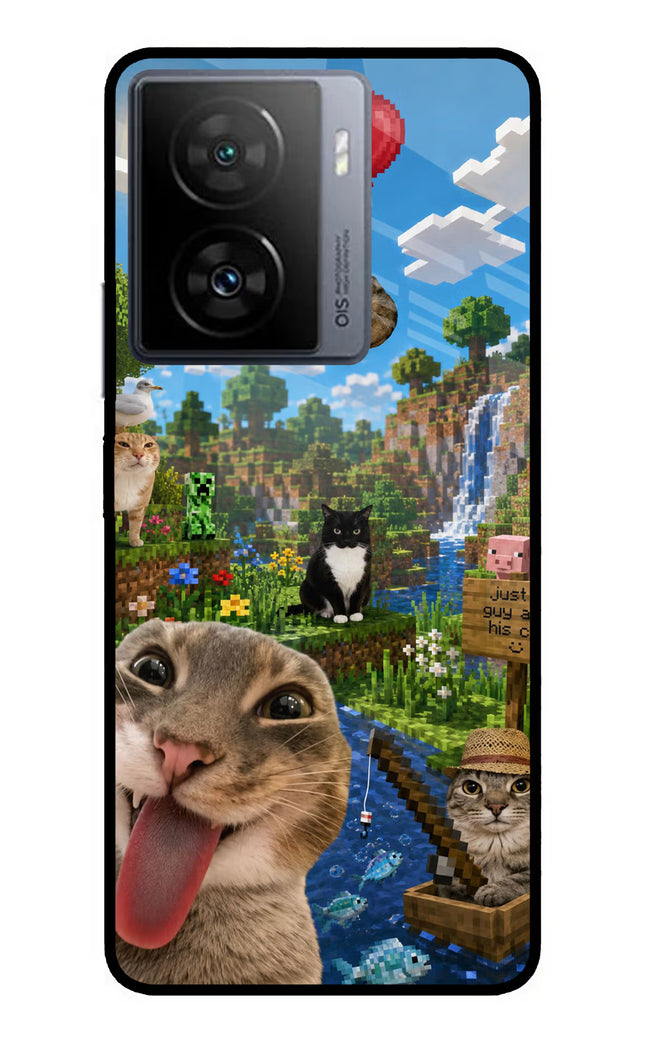 Minecraft Cat Chaos iQOO Z7s 5G Metal Case Back Cover by Casekaro