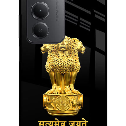 Satyamev Jayate Golden Redmi 15 5G Metal Case Back Cover by Casekaro