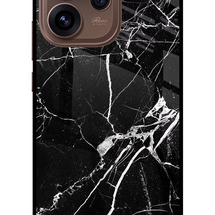 Black Marble Pattern Oppo Reno15 Pro 5G Metal Case Back Cover by Casekaro