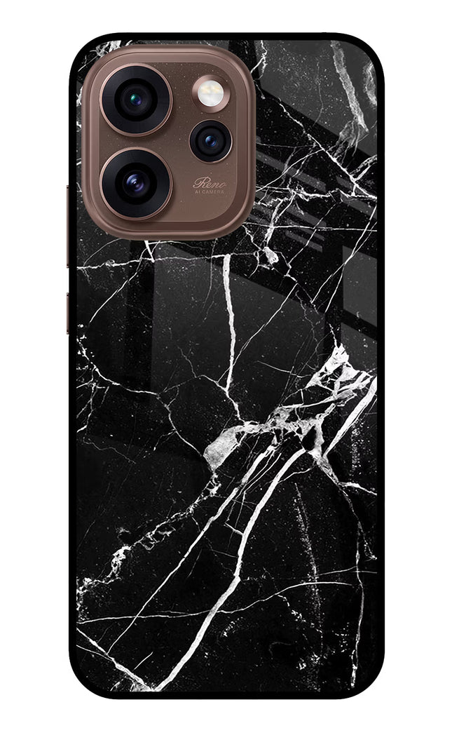 Black Marble Pattern Oppo Reno15 Pro 5G Metal Case Back Cover by Casekaro