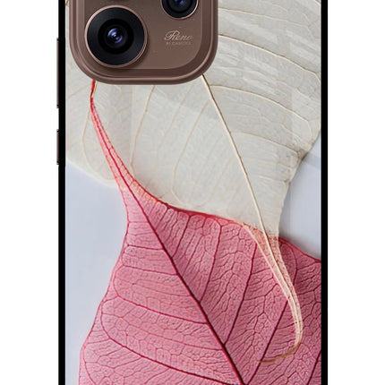 White Pink Leaf Oppo Reno15 Pro 5G Metal Case Back Cover by Casekaro
