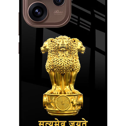 Satyamev Jayate Golden Oppo Reno15 Pro 5G Metal Case Back Cover by Casekaro