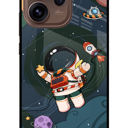 Cartoon Astronaut Oppo Reno15 Pro 5G Metal Case Back Cover by Casekaro