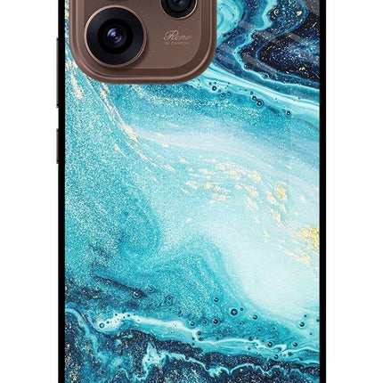 Blue Glitter Marble Oppo Reno15 Pro 5G Metal Case Back Cover by Casekaro