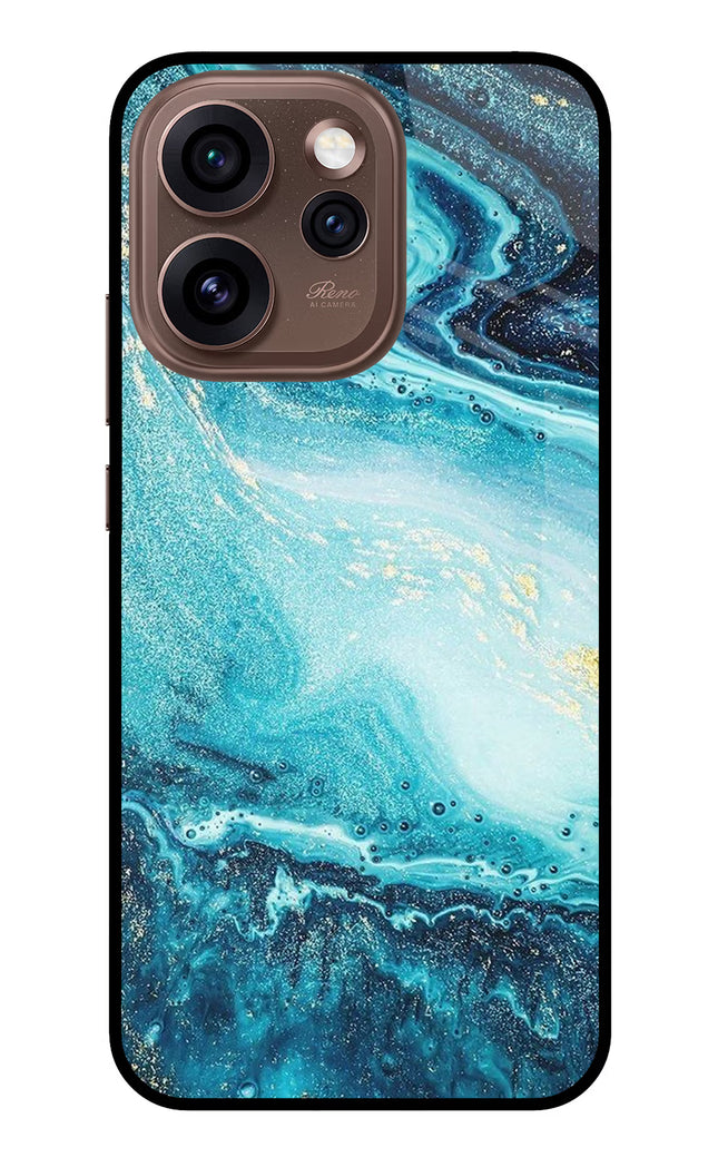 Blue Glitter Marble Oppo Reno15 Pro 5G Metal Case Back Cover by Casekaro