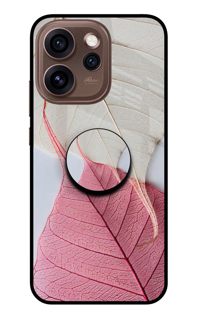 White Pink Leaf Oppo Reno15 Pro 5G Pop Case by Casekaro
