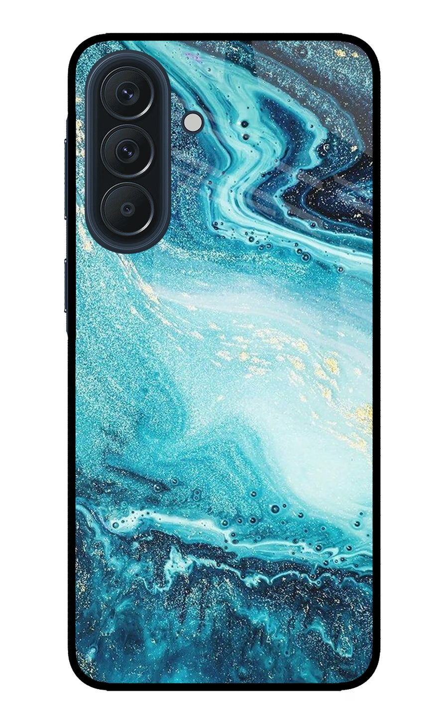 Blue Glitter Marble Samsung A57 5G Back Cover, Metal case