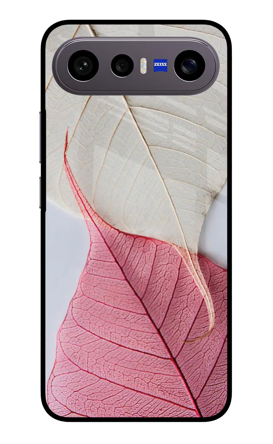 White Pink Leaf Vivo X300 FE 5G Back Cover, Metal case