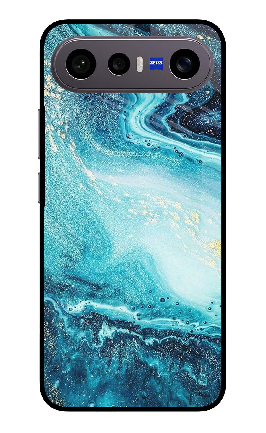 Blue Glitter Marble Vivo X300 FE 5G Back Cover, Metal case