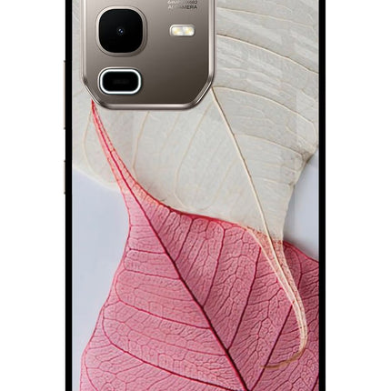 White Pink Leaf Infinix Note 50s 5G Plus Metal Case Back Cover by Casekaro