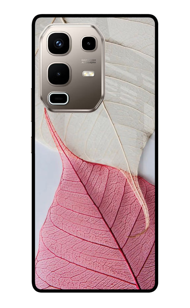 White Pink Leaf Infinix Note 50s 5G Plus Metal Case Back Cover by Casekaro
