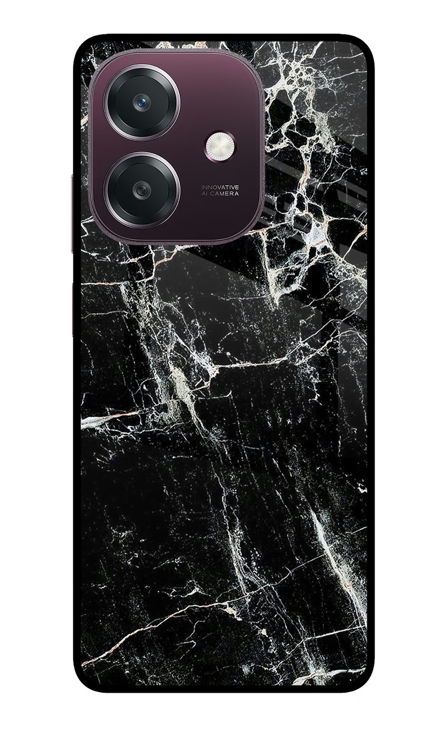 Black Marble Texture Oppo A3 5G Back Cover, Metal case