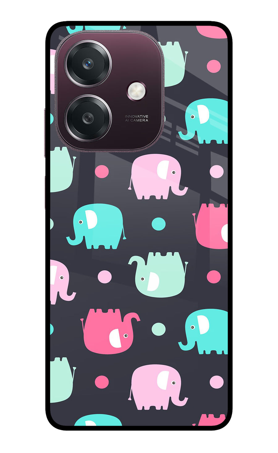 Elephants Oppo A3 5G Back Cover, Metal case