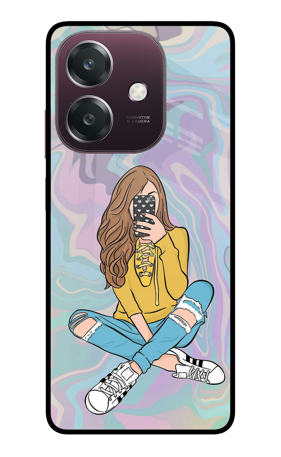 Selfie Girl Oppo A3 5G Back Cover, Metal case