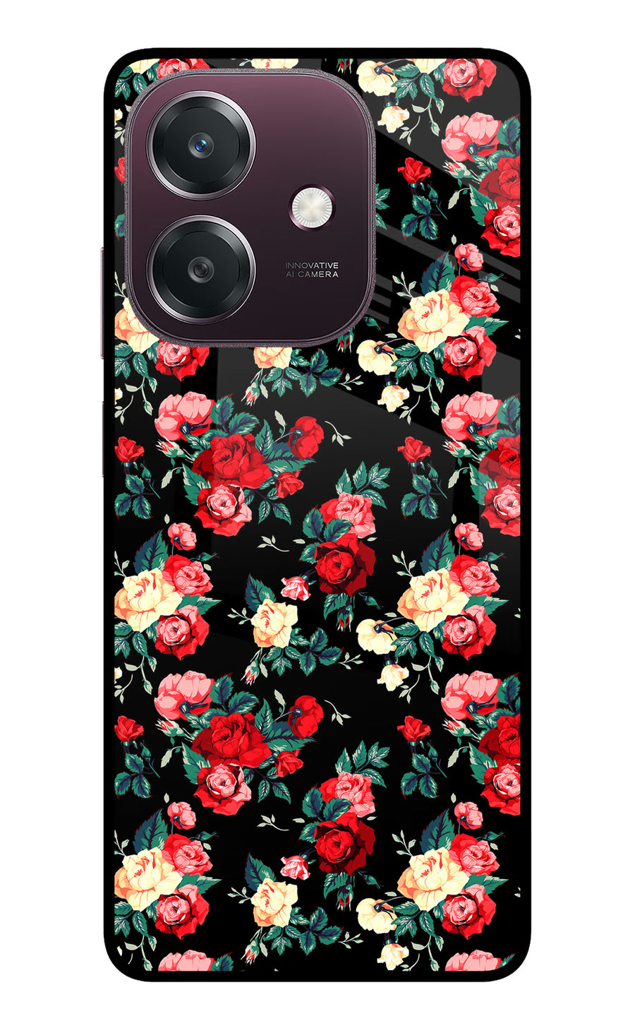 Rose Pattern Oppo A3 5G Back Cover, Metal case