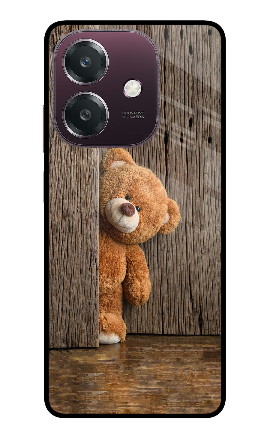 Teddy Wooden Oppo A3 5G Back Cover, Metal case