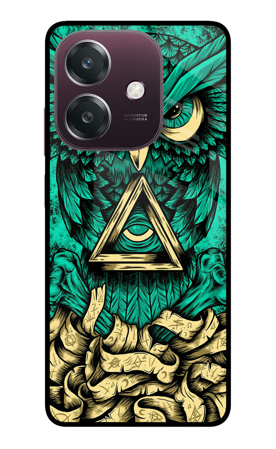 Green Owl Oppo A3 5G Back Cover, Metal case