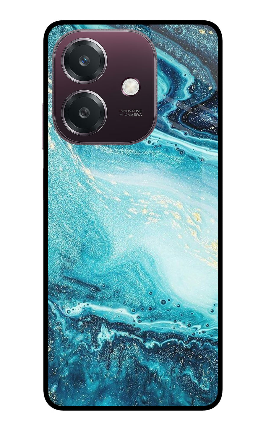 Blue Glitter Marble Oppo A3 5G Back Cover, Metal case