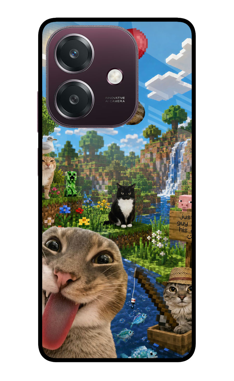 Minecraft Cat Chaos Oppo A3 5G Back Cover, Metal case