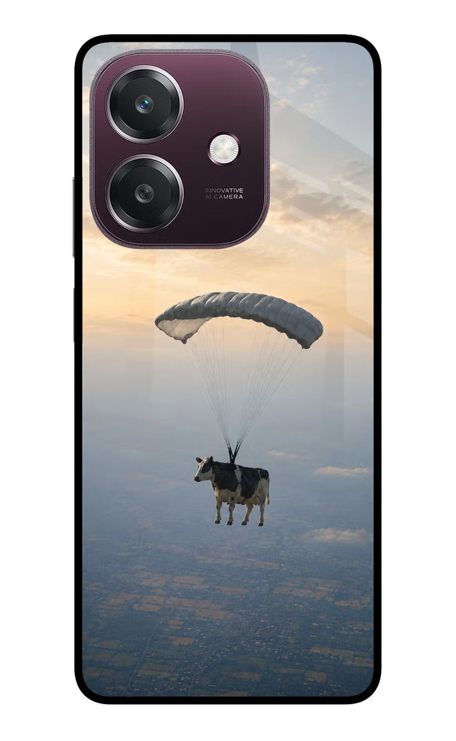 Skydiving Cow Oppo A3 5G Metal Case Back Cover by Casekaro