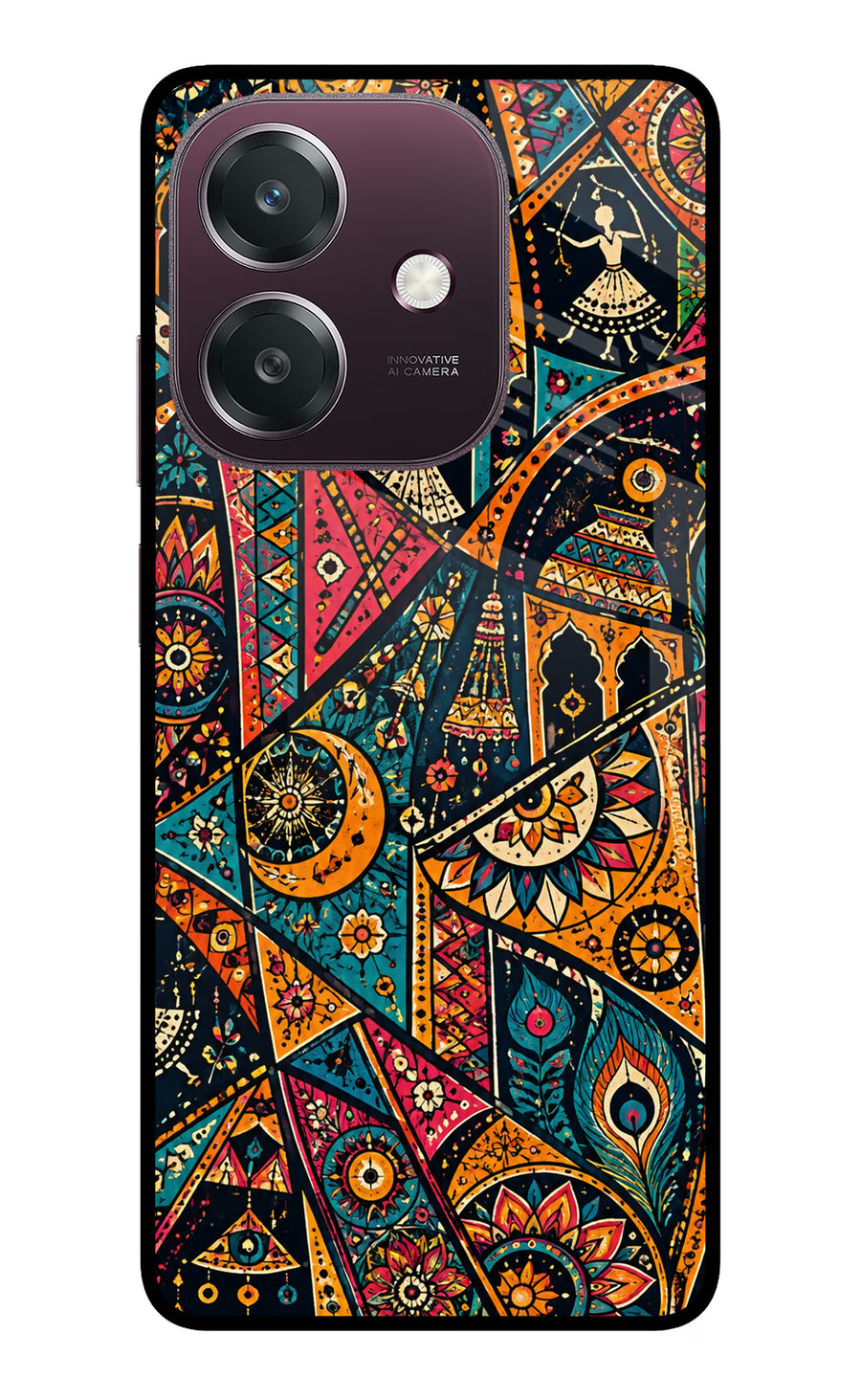 Folk Print Oppo A3 5G Back Cover, Metal case