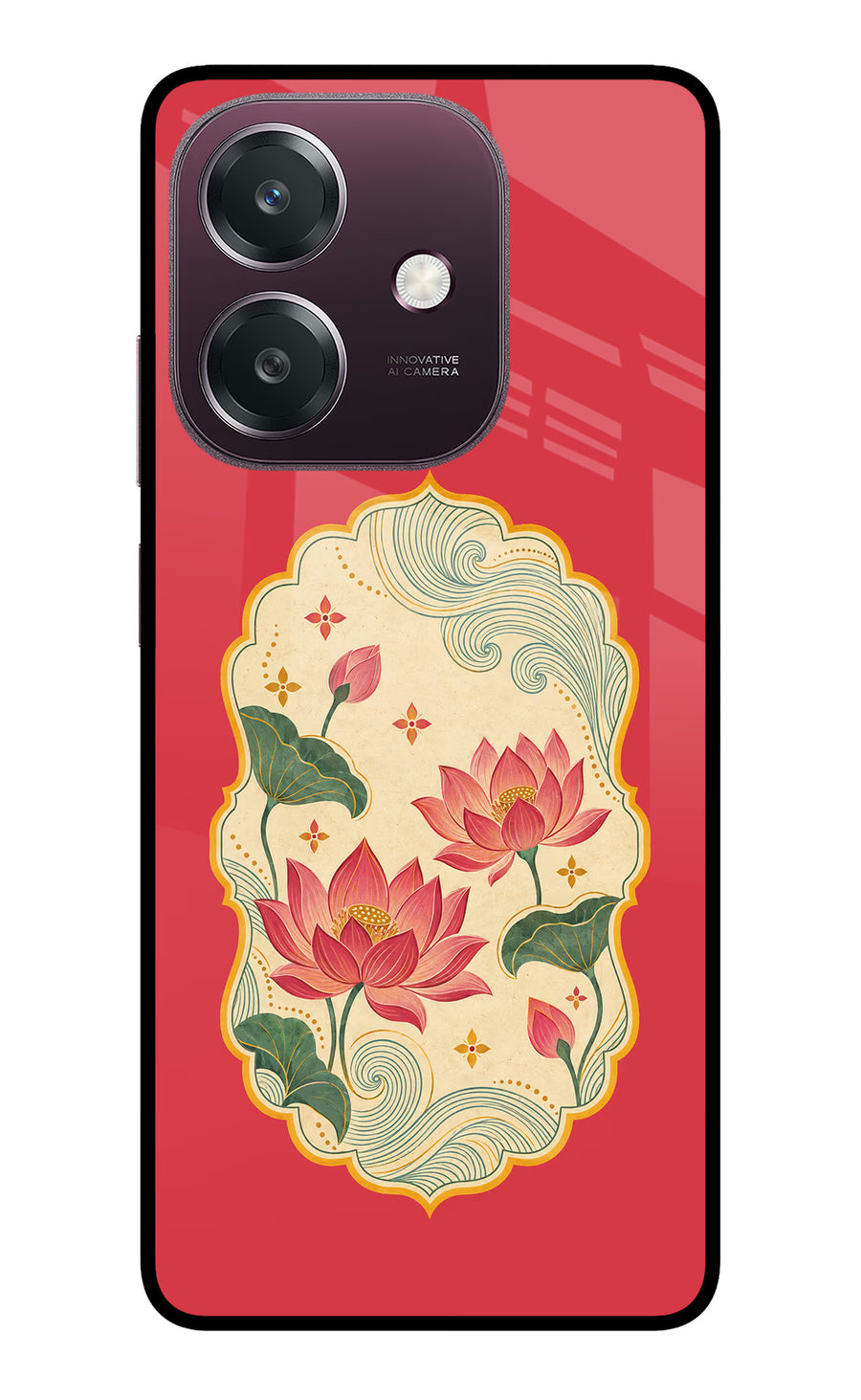 Pink Lotus Oppo A3 5G Back Cover, Metal case