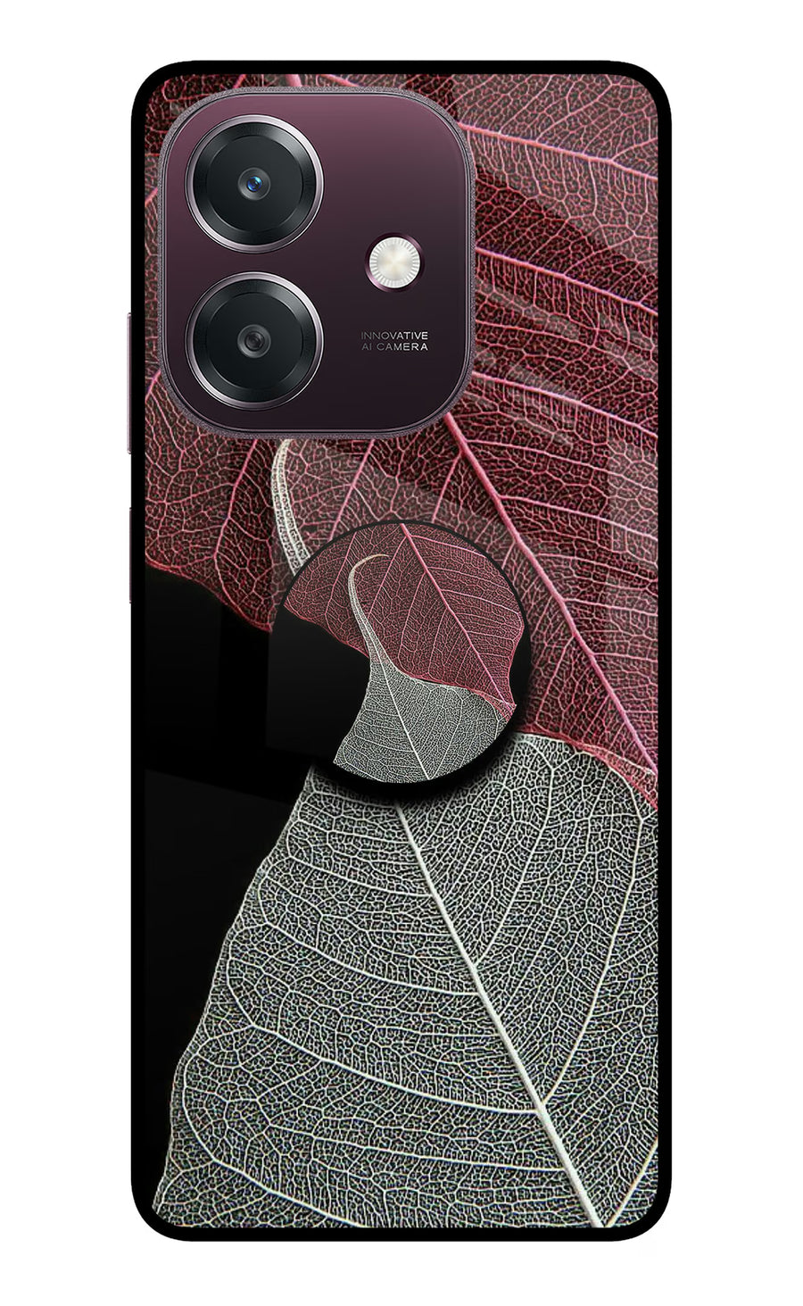 Leaf Pattern Oppo A3 5G Pop Case, Metal case