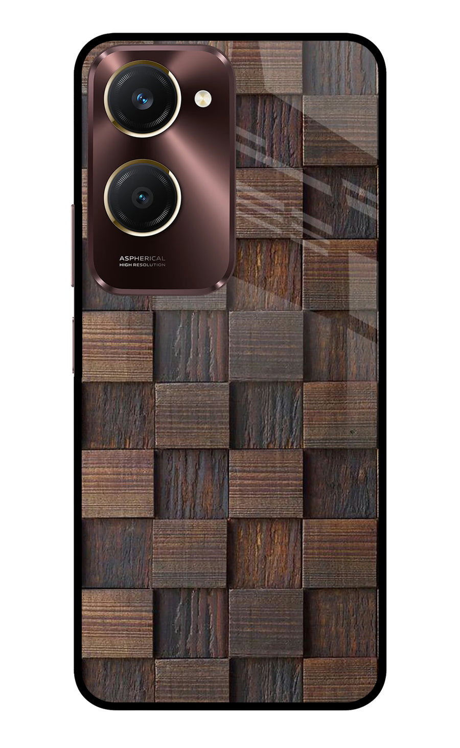 Wooden Cube Design Vivo Y28e 5G Back Cover, Metal case