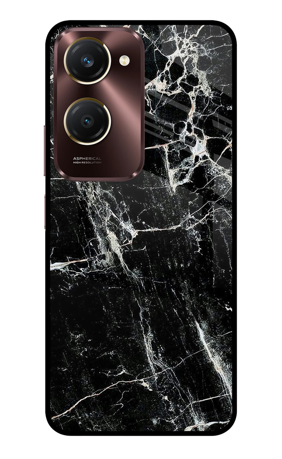 Black Marble Texture Vivo Y28e 5G Back Cover, Metal case