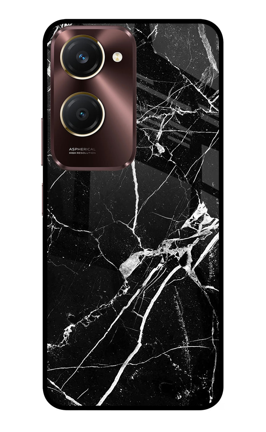 Black Marble Pattern Vivo Y28e 5G Back Cover, Metal case