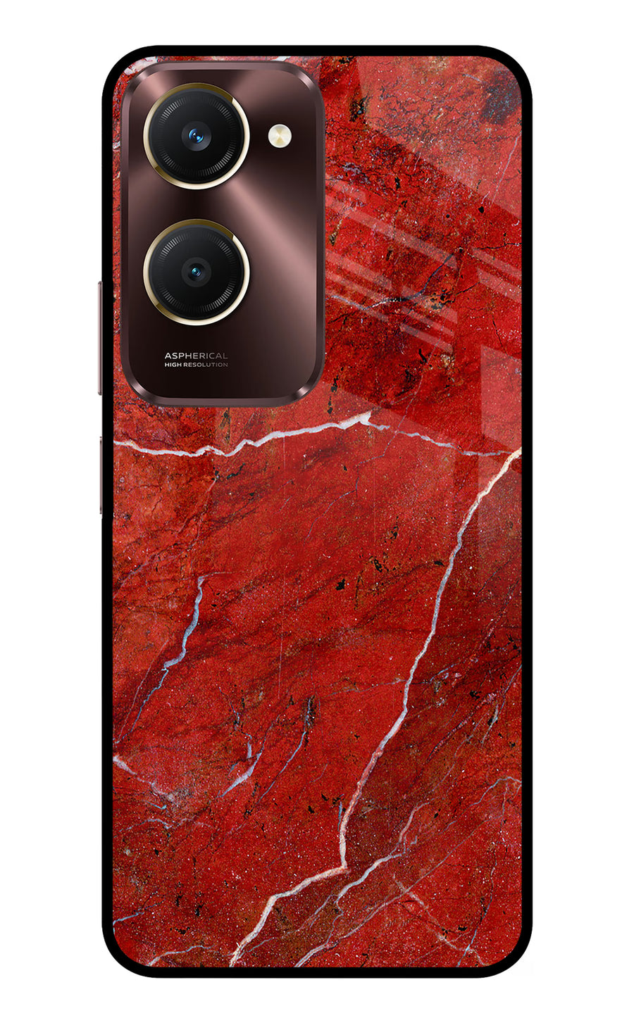 Red Marble Design Vivo Y28e 5G Back Cover, Metal case