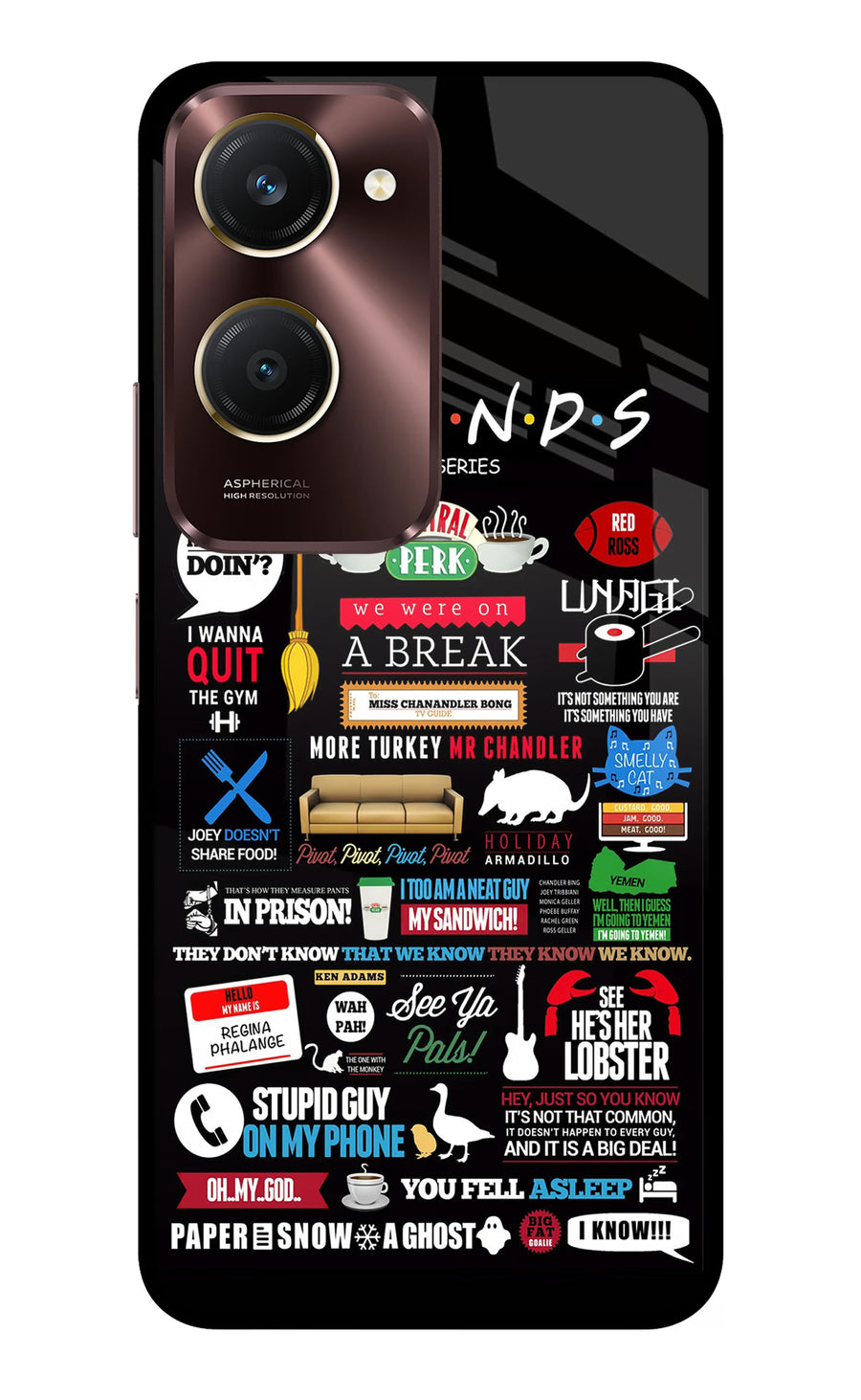 FRIENDS Vivo Y28e 5G Back Cover, Metal case