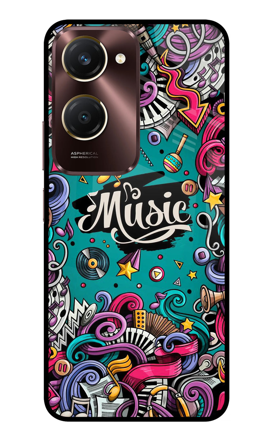 Music Graffiti Vivo Y28e 5G Back Cover, Metal case