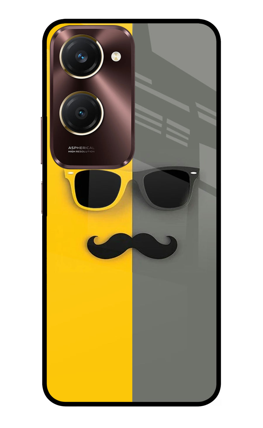Sunglasses with Mustache Vivo Y28e 5G Back Cover, Metal case