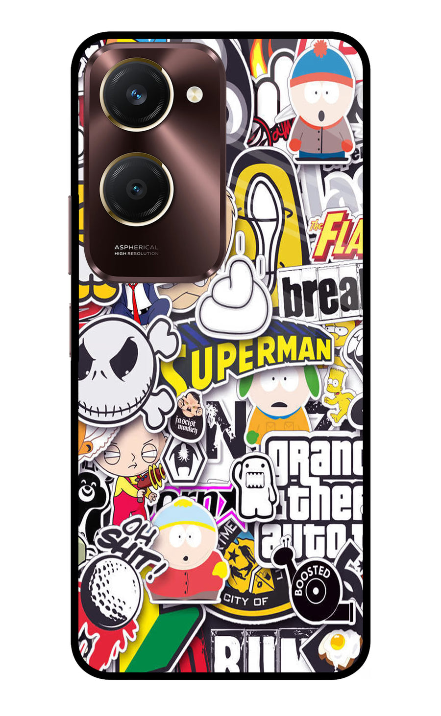 Sticker Bomb Vivo Y28e 5G Back Cover, Metal case