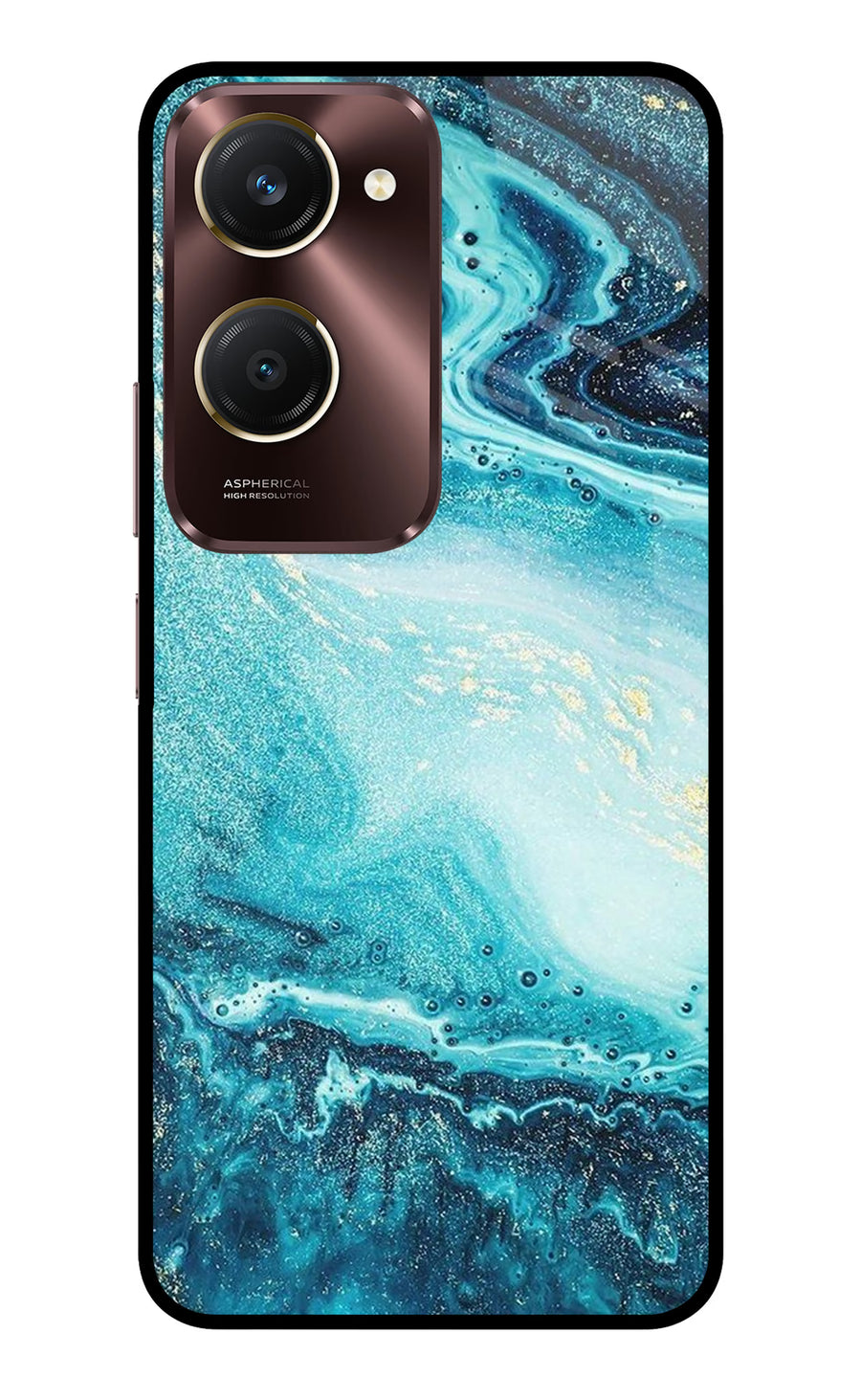 Blue Glitter Marble Vivo Y28e 5G Back Cover, Metal case