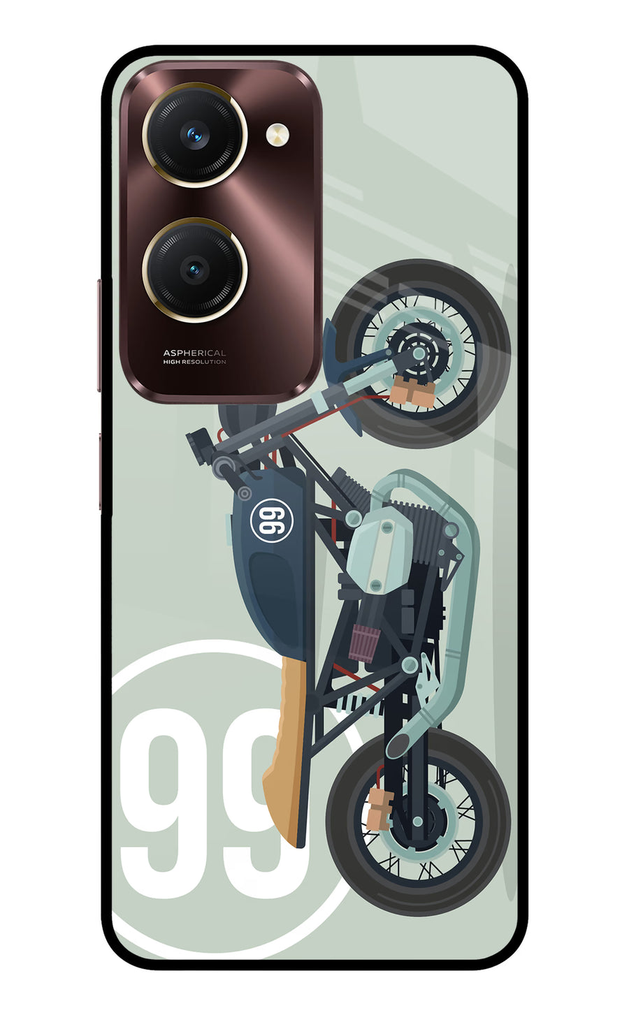 Classic Cafe Racer 99 Vivo Y28e 5G Back Cover, Metal case