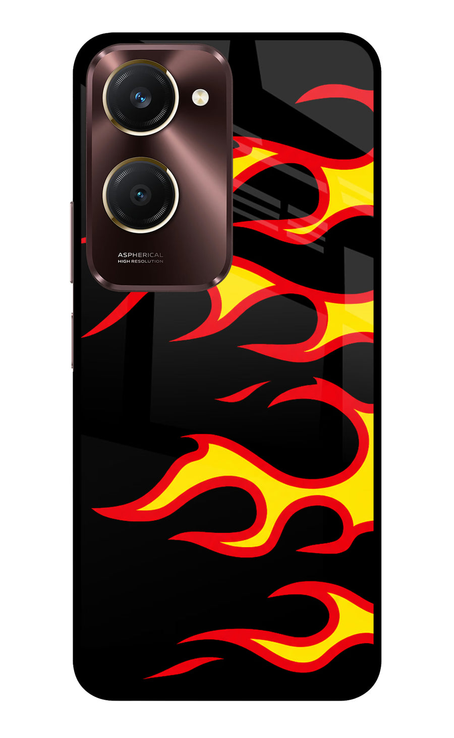 Side Sweep Flames Vivo Y28e 5G Back Cover, Metal case
