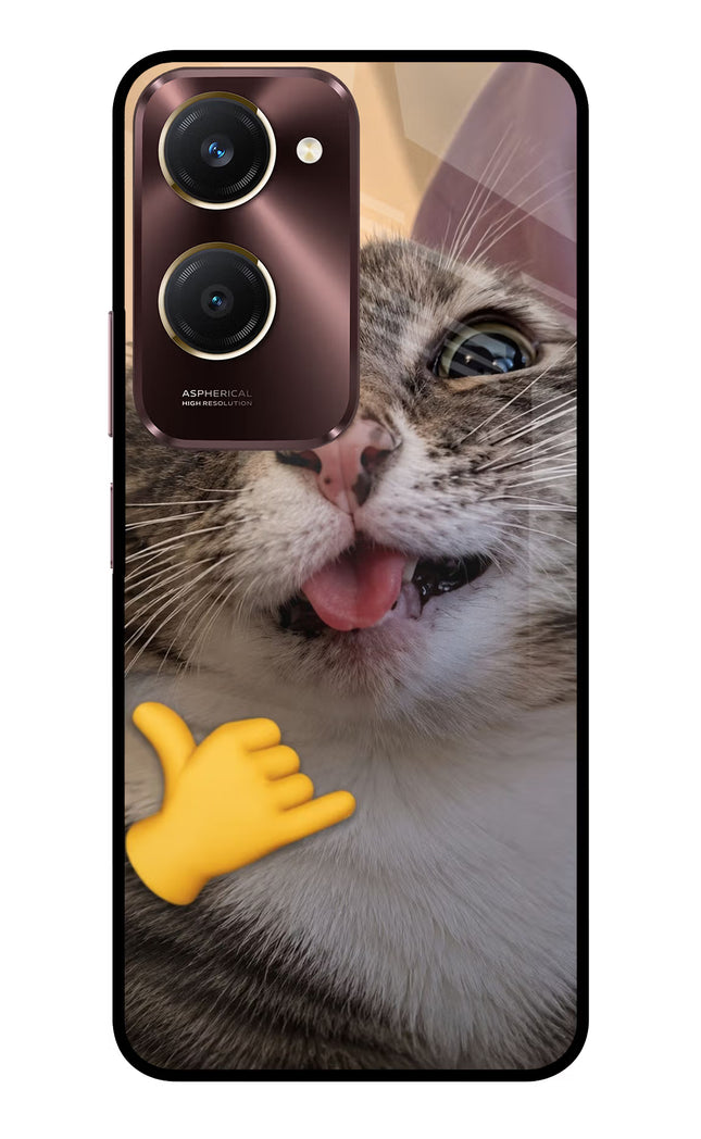 Silly Cat Call Vivo Y28e 5G Metal Case Back Cover by Casekaro