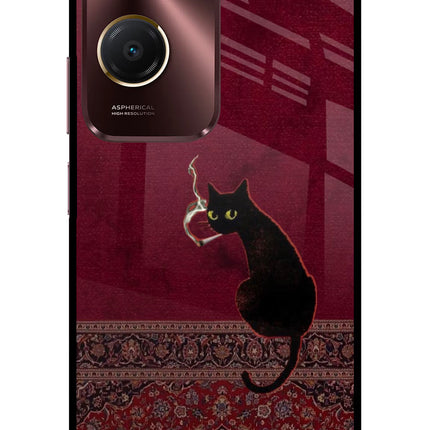 Midnight Cat Vivo Y28e 5G Metal Case Back Cover by Casekaro